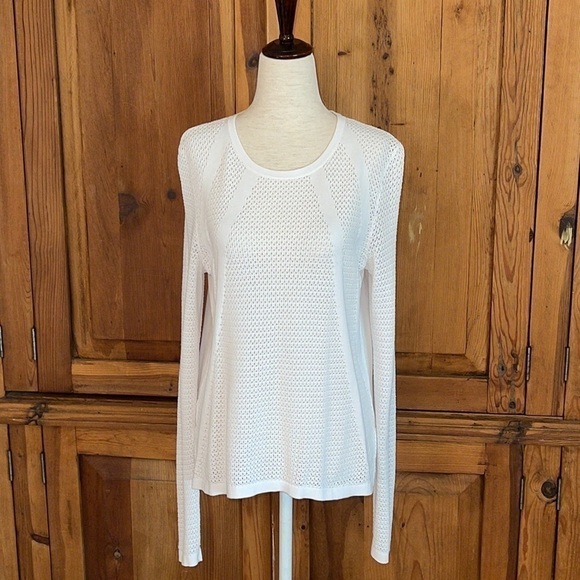LOU & GREY White long Sleeve open knit 💯 Cotton Sweater Sz. MD - Picture 15 of 16